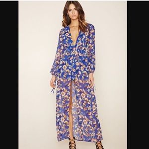 Blue Floral Maxi Skirt Romper
